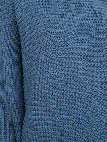 Pull uni à manches chauves-souris - Bleu - 3