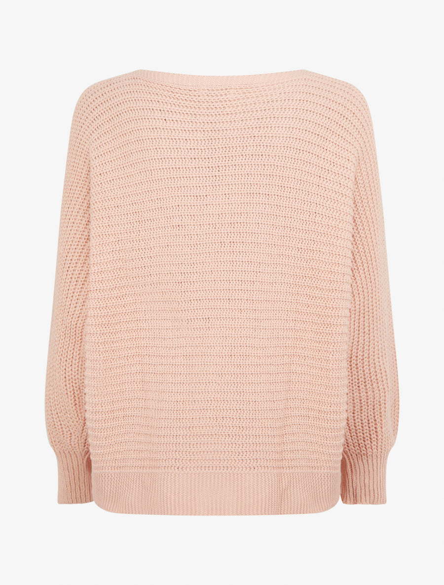 Pull uni à manches chauves-souris - Rose - 2