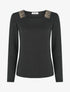 Pull en maille fine à bandes élastiquées - Noir - 1