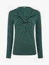 Pull fin uni à col fantaisie - Vert sapin - 1