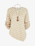 Pull fin asymétrique à imprimé pied de poule - Beige - 1