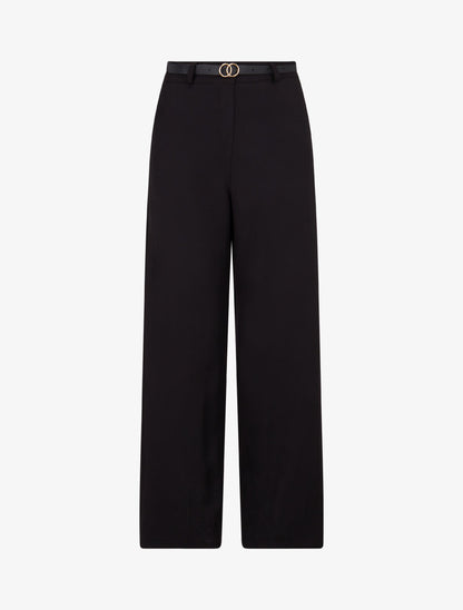 Pantalon de tailleur droit à plis - Noir - 1