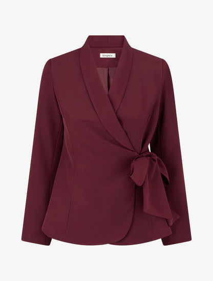 Blazer uni à nouer - Lie de vin - 1
