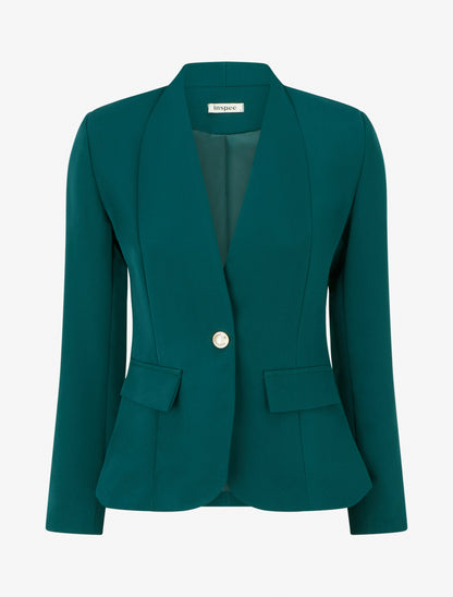 Blazer uni boutonné - Vert sapin - 1