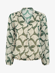 Top irisé en voile imprimé fantaisie - Vert foncé - 1
