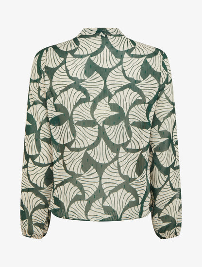 Top irisé en voile imprimé fantaisie - Vert foncé - 2