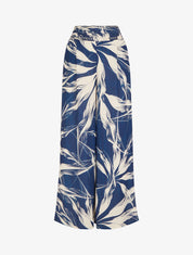 Pantalon ample imprimé feuillage - Marine - 1