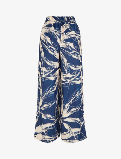 Pantalon ample imprimé feuillage - Marine - 2