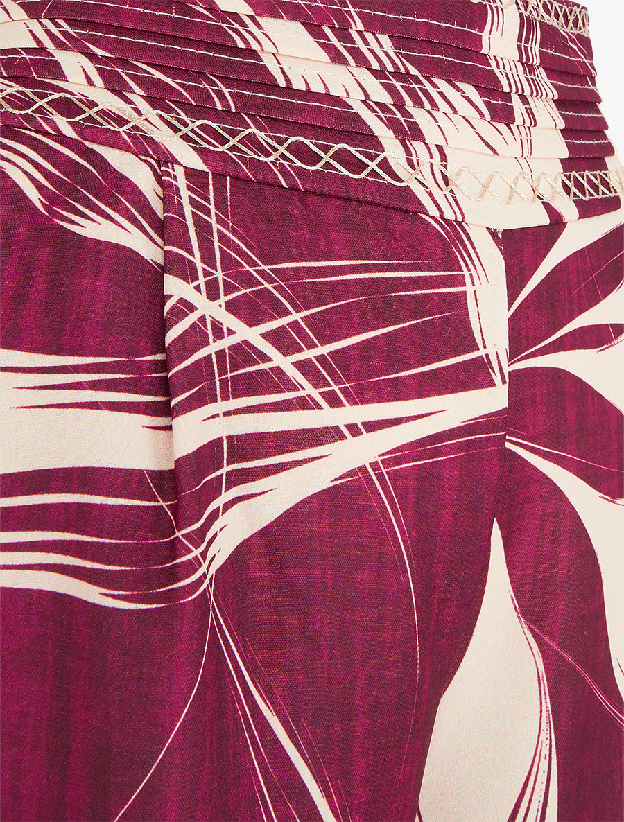 Pantalon ample imprimé feuillage - Prune - 3