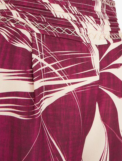 Pantalon ample imprimé feuillage - Prune - 3