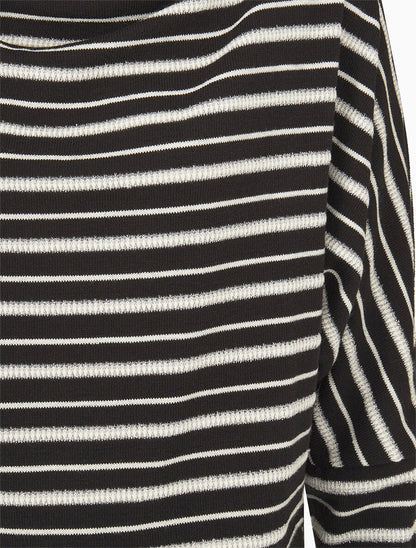 Pull dolman à rayures irisées - Noir - 3