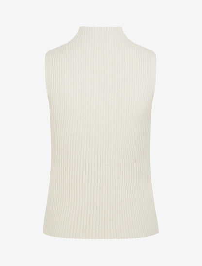 Débardeur en maille fantaisie à col montant - Beige - 2