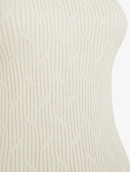 Débardeur en maille fantaisie à col montant - Beige - 3