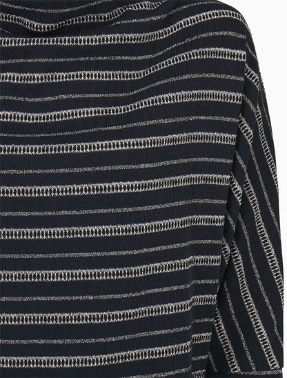 Pull dolman à rayures irisées - Marine - 3