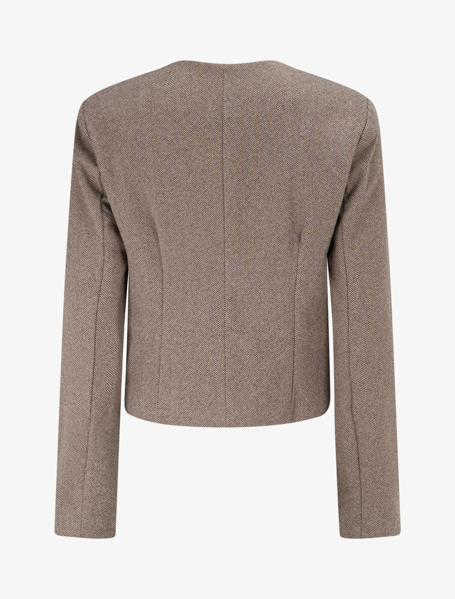 Veste en tweed coupe carrée - Taupe - 2