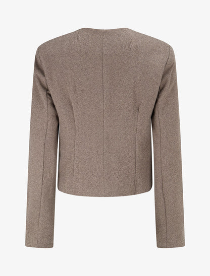 Veste en tweed coupe carrée - Taupe - 2