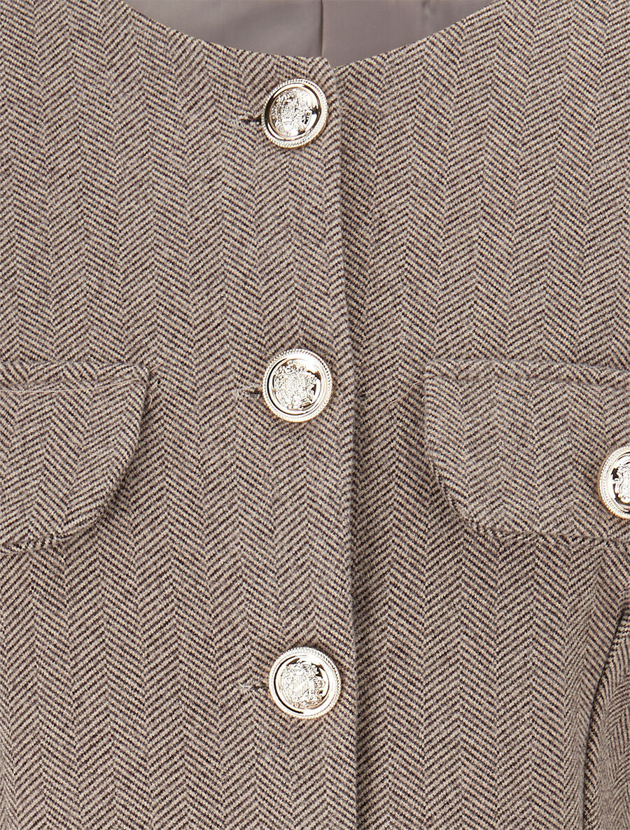 Veste en tweed coupe carrée - Taupe - 3