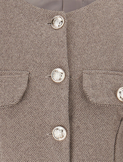 Veste en tweed coupe carrée - Taupe - 3