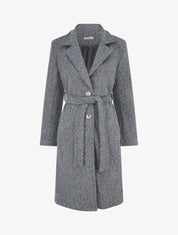 Manteau duveteux à fermeture boutonnée - Gris - 1