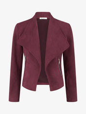 Veste en suédine à poches décoratives zippées - Prune