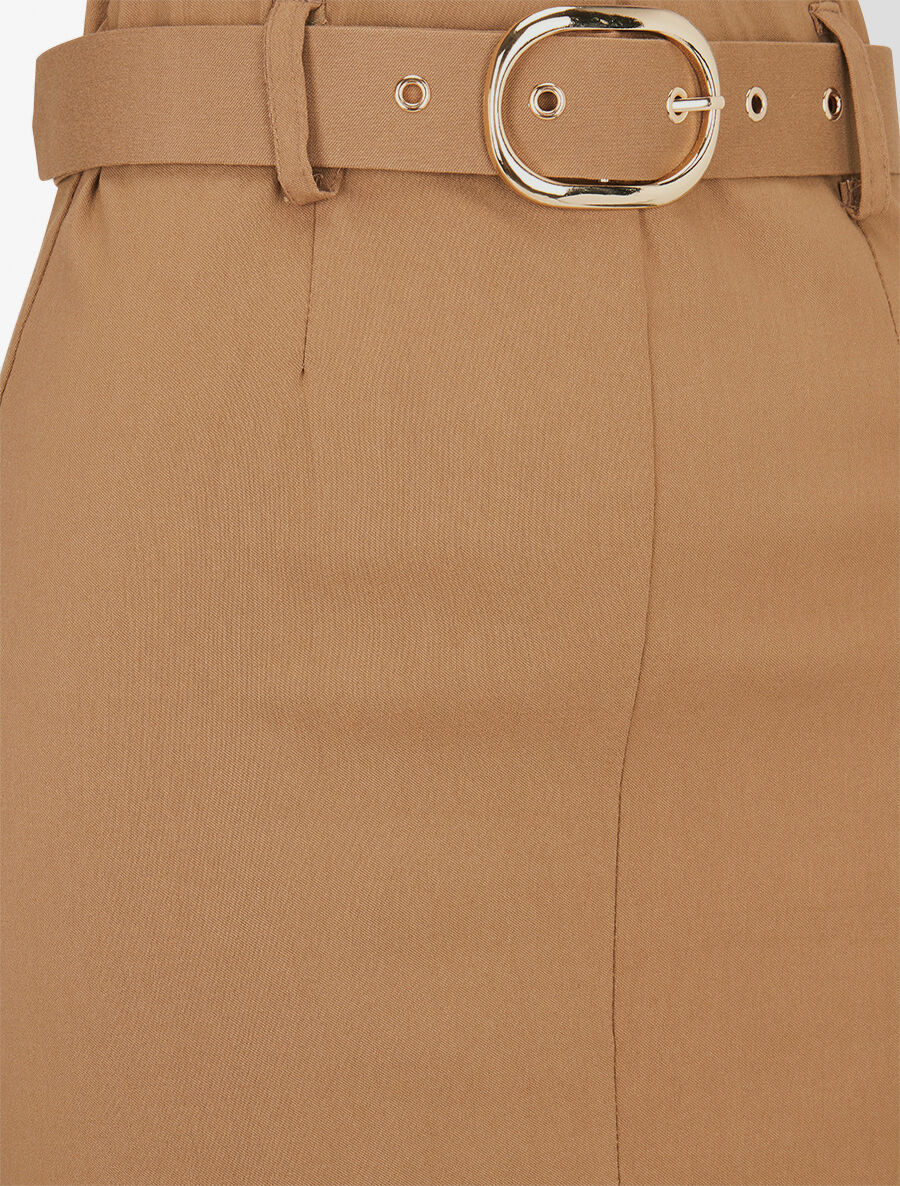 Jupe droite fendue - Camel - 3
