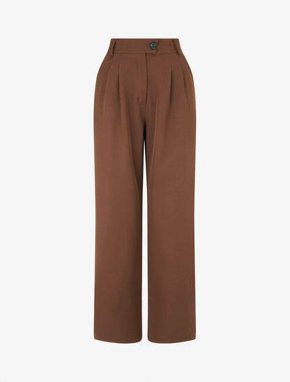 Pantalon tailleur ample - Marron - 4