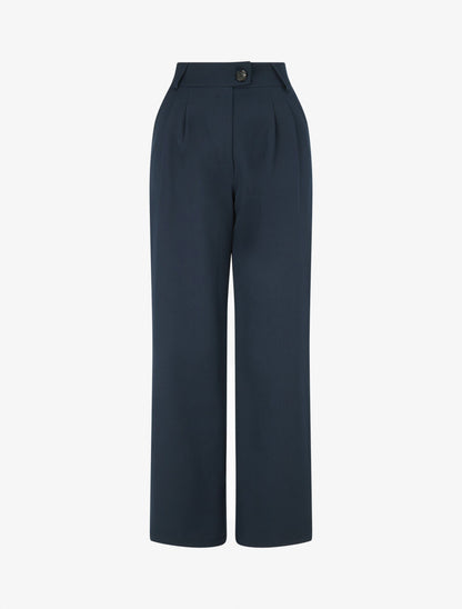 Pantalon tailleur ample - Marine - 4