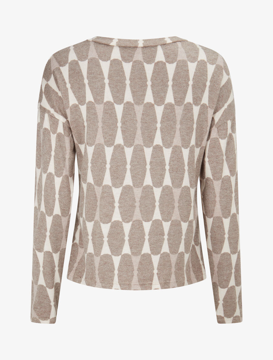 Pull fin à imprimé géométrique - Taupe - 2