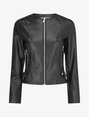 Veste moulante en simili - Noir - 1