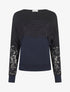 Pull fin dolman à bande dentelle - Marine - 4