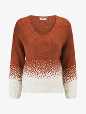 Pull en maille bicolore - Rouille - 1
