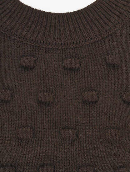 Pull en maille à rectangles en relief - Chocolat - 3