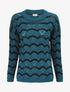 Pull ajouré à vagues stylisées - Bleu pétrole - 1