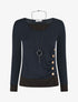 Pull fin effet superposé - Marine/noir - 1