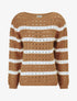 Pull en maille ajourée à rayures - Camel - 4