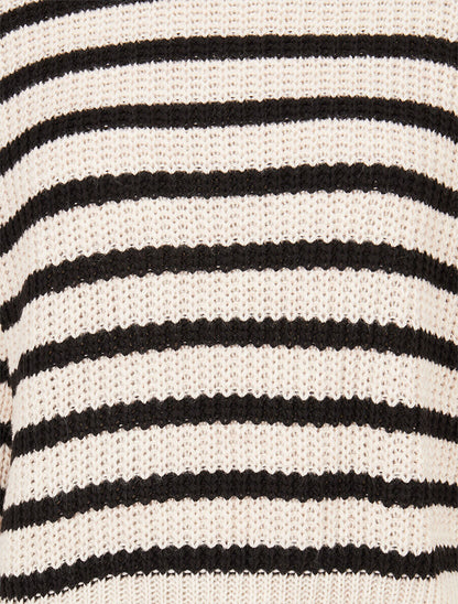 Pull ample rayé à côtés ouverts - Beige - 3