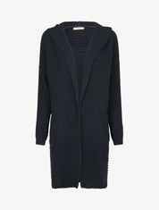 Gilet en maille à capuche - Marine - 1