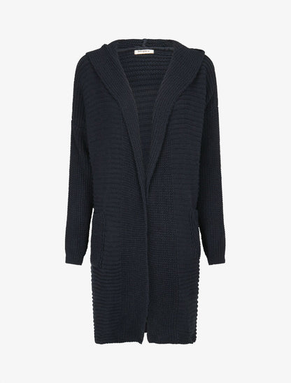 Gilet en maille à capuche - Marine - 1