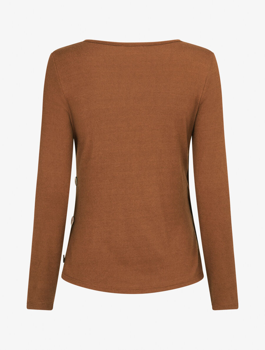 Pull fin à empiècement imprimé marguerites stylisées - Camel - 2