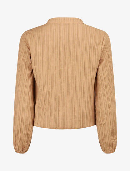 Blouse col V à plis - Taupe - 2
