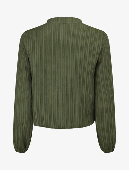 Blouse col V à plis - Kaki - 2