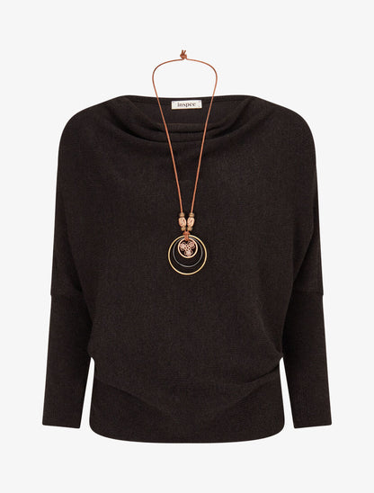 Pull côtelé avec sautoir - Noir - 4