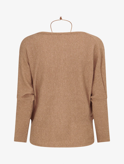 Pull côtelé avec sautoir - Taupe - 2
