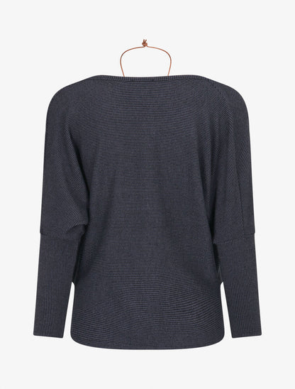 Pull côtelé avec sautoir - Marine - 2