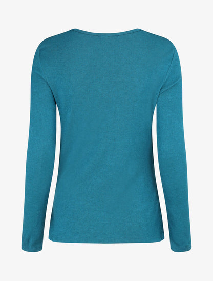 Pull fin avec pans à nouer - Bleu pétrole - 2