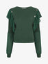 Pull fin à épaules ornées de voile - Vert foncé - 4