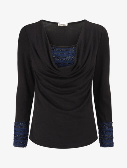 Pull fin à doublure lamé - Noir - 1