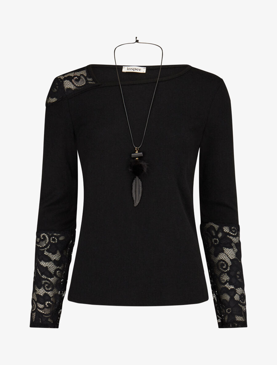 Pull fin à une épaule stylisée - Noir - 1