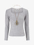 Pull fin à col carré - Gris clair - 1