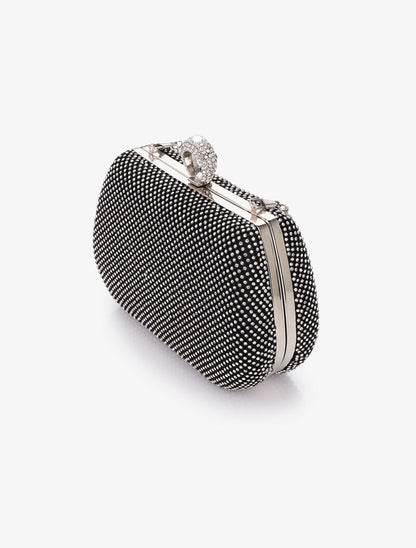 Minaudière de soirée à fermoir bague - Noir - 2